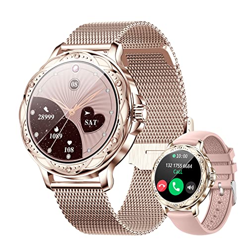 wonlex Smart Watches for Women, Bluetooth 5.2 Sleep Tracker with Heart Rate DIY Background, IP67 Waterproof Health Smartwatches for Android and iPhone Compatible