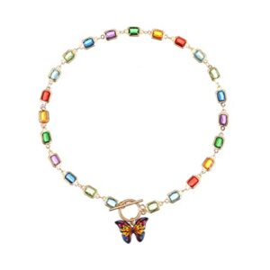 zmjk butterfly choker necklace crystal pendant butterfly jewerly ot buckle chain necklace for women girls (colours)