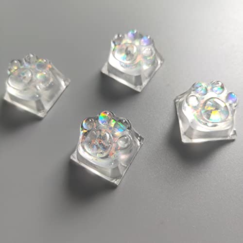 Cat Claw Keycap Backlight Keycap Cute Resin Keycap ESC Keycap Replacement for Cherry MX Switch Mechanical Keyboard DIY Decoration (Transparent x 4)