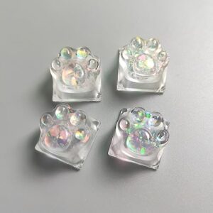 Cat Claw Keycap Backlight Keycap Cute Resin Keycap ESC Keycap Replacement for Cherry MX Switch Mechanical Keyboard DIY Decoration (Transparent x 4)