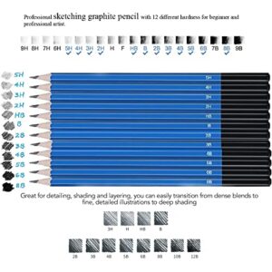 Sketching Pencils Set, Drawing Pencil Set Wide Applicability Easy Coloring for Home for School for Artist