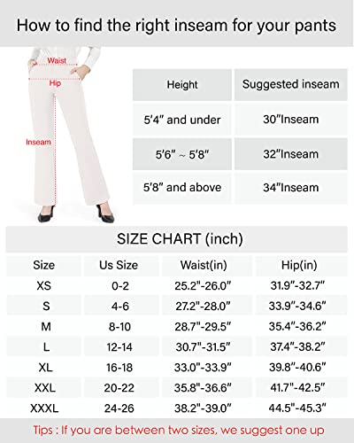 Bamans Dress Pants 30"/32"/34" for Women Bootcut Stretch Work Pants Belt-Loop Bootleg Yoga Pants with Pockets(Beige,Medium,A32 Inseam)