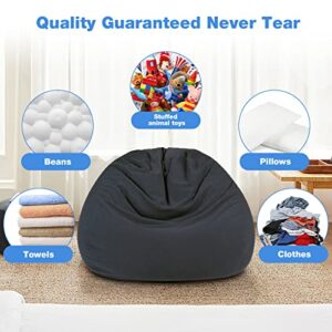 Bean Bag Chair Cover (No Filler) Stuffed Animal Storage for Kids Adults and Pets Bed. Waterproof Soft Premium Stuffable Bean Bag Chair Cover Leakproof Furniture Protector Large 300L(Grey)
