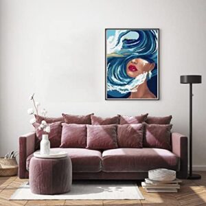 FILASLFT Girls Paint by Number for Adults,Sea Wave Paint by Numbers Beginner,Paint by Number for Kid,Home Fashion Style Interior Decoration Paint by Number,Size 16 * 20Inch.