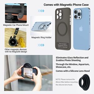 Magnetic Lens Filter Mount Kit for iPhone 13 Pro Without Filter,Magnetic Filter System for Any Threaded 49mm Filter with Magnetic Case & Anti-Reflection Hood,Cold Shoe Mount & Tripod Mount Adapter