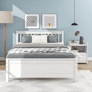 anwick twin bed frame wood slats platform twin size bed frame with headboard, no box spring required single platform bed frame for girls boys (white)