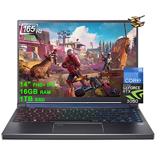 acer Predator Triton 300 SE 14 Gaming Laptop 14" FHD+ IPS 165Hz 12th Generation Intel 14-Core i7-12700H 16GB RAM 1TB SSD GeForce RTX 3060 6GB RGB Backlit Fingerprint Thunderbolt Win11 + HDMI Cable