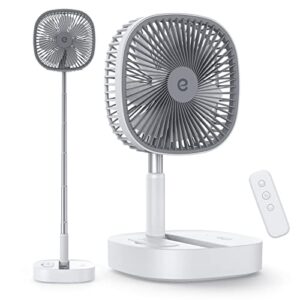 esemoil Portable Foldable Fan for Travel, 8" Oscillating Rechargeable Fan with Remote, 7200mAh Rechargeable Folding Standing Table Fan with 4 Speeds, Floor Pedestal Fan for Bedroom Office Travel Camp