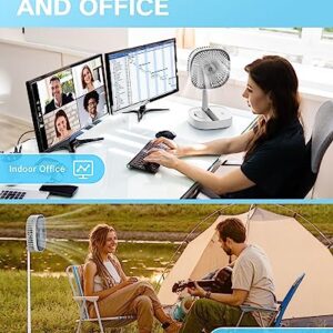 esemoil Portable Foldable Fan for Travel, 8" Oscillating Rechargeable Fan with Remote, 7200mAh Rechargeable Folding Standing Table Fan with 4 Speeds, Floor Pedestal Fan for Bedroom Office Travel Camp