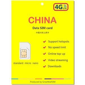 china data sim card (unlimited data 30 days)