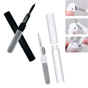 earbuds cleaning pen multifunction airpod cleaner kit soft brush wireless earphones bluetooth headphones charging accessories computer camera and mobile phone devices black and white color (white)