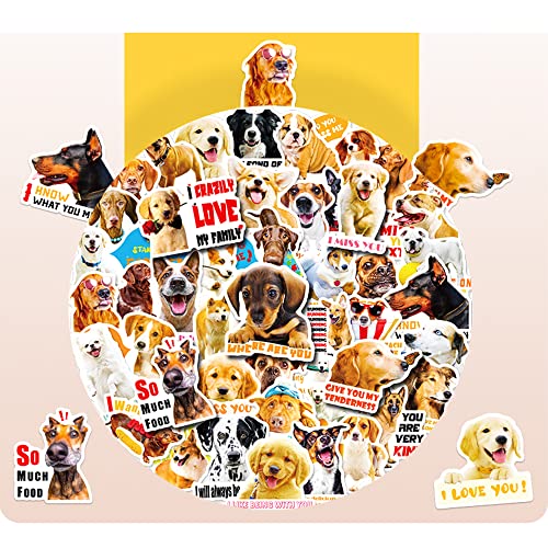 50Pcs Cool Dog Stickers Bulk Cute Funny for Kids Water Bottles, Vinyl Waterproof Laptop Realistic Dog Sticker Pack for Phone Guitar Luggage Skateboard Teens Boys Girls (Dog1)