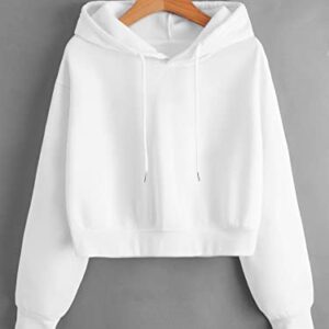 Cozyease Women's Graphic Letter Print Hoodies Drop Shoulder Long Sleeve Drawstring Casual Pullover Sweatshirt Tops White S