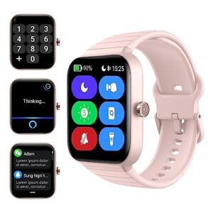 c22 alexa bluetooth 1.8" smart watch for men women, sleep quality heart rate spo2 blood oxygen monitor watch for android & iphone smartwatches, 100+ sport modes, ip68 waterproof fitness tracker pink