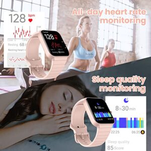 C22 Alexa Bluetooth 1.8" Smart Watch for Men Women, Sleep Quality Heart Rate SpO2 Blood Oxygen Monitor Watch for Android & iPhone Smartwatches, 100+ Sport Modes, IP68 Waterproof Fitness Tracker Pink