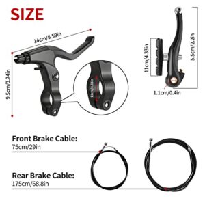 OAMCE Complete Bike Brakes Set - Universal Front and Rear Brakes with Cables and Levers, Including Multi-Tool Wrenches (Black)