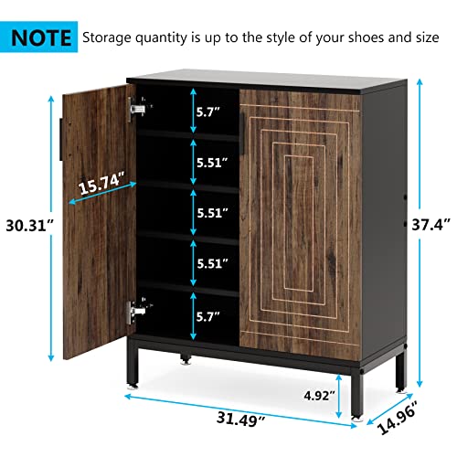 Tribesigns Shoe Cabinet with Doors, 20 Pairs Entryway Shoe Storage Cabinet with Shelves, 5-Tier Modern Free Standing Shoe Racks Storage Organizer for Closet, Living Room, Bedroom (Brown/Black)