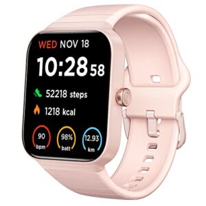 gaxiwilo smart watch for women(answer/make call), alexa built-in smartwatch, 1.8" ip68 waterproof fitness tracker, heart rate spo2 sleep monitor 100 sports activity watch ios android compatiable, pink