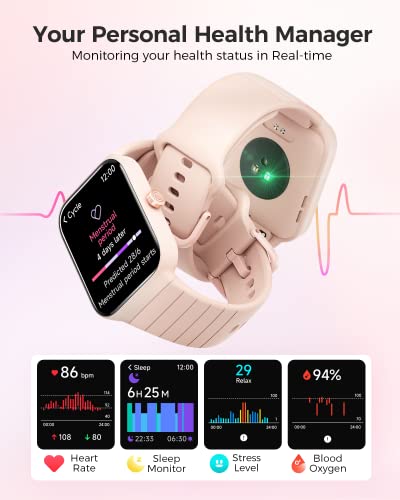 GAXIWILO Smart Watch for Women(Answer/Make Call), Alexa Built-in Smartwatch, 1.8" IP68 Waterproof Fitness Tracker, Heart Rate Spo2 Sleep Monitor 100 Sports Activity Watch IOS Android Compatiable, Pink