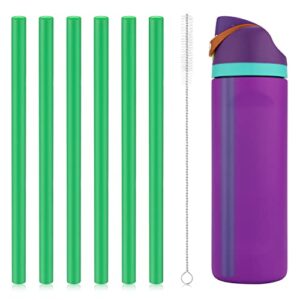 6pcs replacement straws for owala freesip 24oz 32oz, reusable plastic straws with cleaning brush for owala insulated water bottle 24 oz 32 oz and flip 25 oz, tumbler accessories (green)