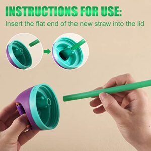 6pcs Replacement Straws for Owala FreeSip 24oz 32oz, Reusable Plastic Straws with Cleaning Brush for Owala Insulated Water Bottle 24 oz 32 oz and Flip 25 oz, Tumbler Accessories (Green)