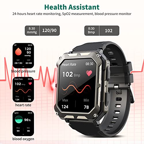 Dico Das Smart Watches with Bluetooth Call,Fitness Tracker Watch with Heart Rate Blood Pressure Sleep Monitor for iPhone/Android Phone,IP68 Waterproof and 123 Sports Modes (Orange)