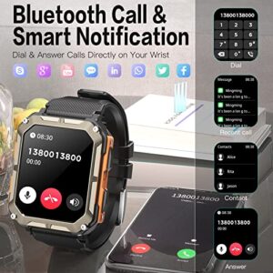 Dico Das Smart Watches with Bluetooth Call,Fitness Tracker Watch with Heart Rate Blood Pressure Sleep Monitor for iPhone/Android Phone,IP68 Waterproof and 123 Sports Modes (Orange)