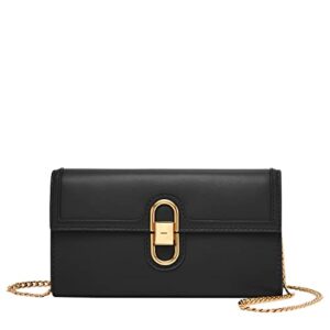 fossil women's avondale leather wallet crossbody purse handbag, black (model: zb1887001)