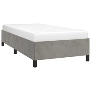 vidaxl bed frame, upholstered platform bed for bedroom, single bed base with wooden slats support, light gray 39.4"x74.8" twin velvet