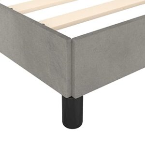 vidaXL Bed Frame, Upholstered Platform Bed for Bedroom, Single Bed Base with Wooden Slats Support, Light Gray 39.4"x74.8" Twin Velvet