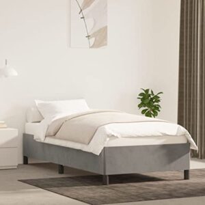 vidaXL Bed Frame, Upholstered Platform Bed for Bedroom, Single Bed Base with Wooden Slats Support, Light Gray 39.4"x74.8" Twin Velvet