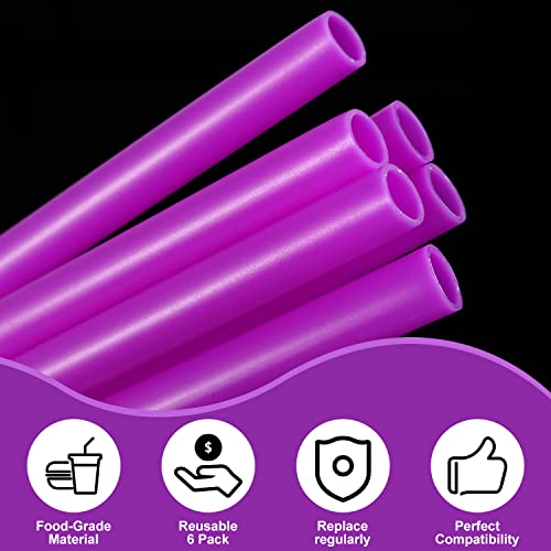 6pcs Replacement Straws for Owala FreeSip 24oz 32oz, Reusable Plastic Straws with Cleaning Brush for Owala Insulated Water Bottle 24 oz 32 oz and Flip 25 oz, Tumbler Accessories (Purple)