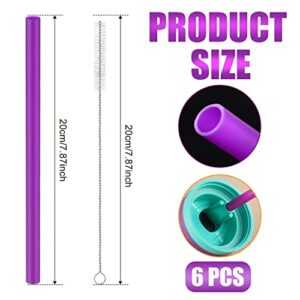 6pcs Replacement Straws for Owala FreeSip 24oz 32oz, Reusable Plastic Straws with Cleaning Brush for Owala Insulated Water Bottle 24 oz 32 oz and Flip 25 oz, Tumbler Accessories (Purple)