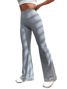 soly hux women's high waisted flare leggings sweatpants bell bottoms bootcut yoga pants solid light grey m