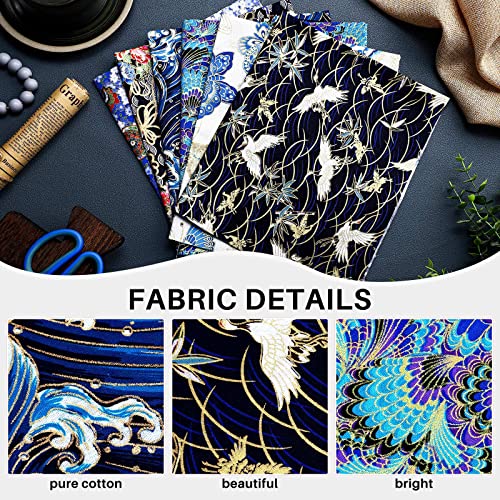 6 Pcs 20'' x 16'' Japanese Fat Quarters Quilting Fabric Bundles Japanese Printed Furoshiki Wrapping Cloth Squares Quilting Patchwork Fabric Colored Cotton Wrap DIY Scrapbook Craft (Bright Style)