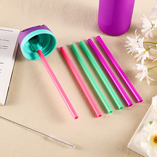 6pcs Replacement Straws for Owala FreeSip 24oz 32oz, Reusable Plastic Straws with Cleaning Brush for Owala Insulated Water Bottle 24 oz 32 oz and Flip 25 oz, Tumbler Accessories (Colorful)