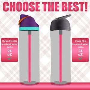 6pcs Replacement Straws for Owala FreeSip 24oz 32oz, Reusable Plastic Straws with Cleaning Brush for Owala Insulated Water Bottle 24 oz 32 oz and Flip 25 oz, Tumbler Accessories (Colorful)