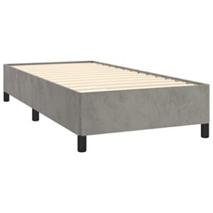 vidaXL Bed Frame, Upholstered Platform Bed, Single Bed Base with Wooden Slats Support for Bedroom, Light Gray 39.4"x79.9" Twin XL Velvet