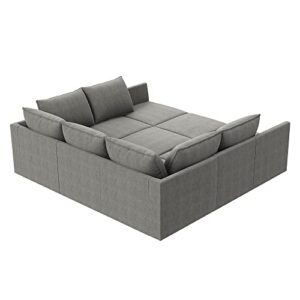 HONBAY Modular Sofa Sectional Couch U Shape Sofa with Ottomans Reversible Sectional Sleeper Sofa Modular Couch Bed with Storage, Grey