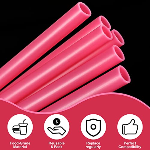 6pcs Replacement Straws for Owala FreeSip 24oz 32oz, Reusable Plastic Straws with Cleaning Brush for Owala Insulated Water Bottle 24 oz 32 oz and Flip 25 oz, Tumbler Accessories (Pink)