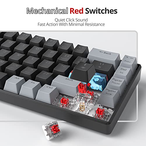 Owpkeenthy Portable 60% Percent Mechanical Gaming Keyboard, Mini Wired Ultra Compact RGB 68 Keys Office Keyboard with Red Switch Backlit for PC/PS5/XBOX(Dark/ 68 Red Switch)