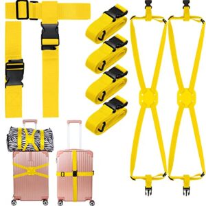 8 pcs luggage straps suitcase belts add a bag luggage straps elastic adjustable belt suitcase strap belt luggage bungees for add a bag suitcase belt travel accessories for connect luggage (yellow)