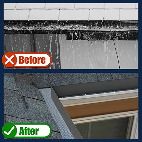 Pearwow Gutter Valley Splash Guard,Aluminum Rain Diverter Roofing Gutter Splash Guards for Valley,Corner or Straight,10 Inch Each (4 Pcs Black)