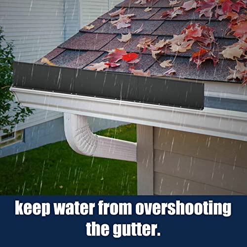 Pearwow Gutter Valley Splash Guard,Aluminum Rain Diverter Roofing Gutter Splash Guards for Valley,Corner or Straight,10 Inch Each (4 Pcs Black)