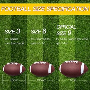 jiaonun 6 Pack Official Size 9 Football Balls Inflatable with Pump for Adult, College, high School, Regulation Size Football, Composite Leather Foot Ball