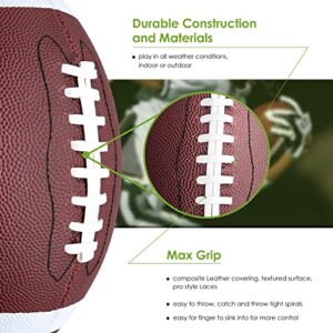 jiaonun 6 Pack Official Size 9 Football Balls Inflatable with Pump for Adult, College, high School, Regulation Size Football, Composite Leather Foot Ball