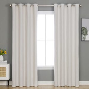 amphiwell textured linen blackout curtains 90 inches long 100% blackout curtains thermal insulated soundproof grommet curtains for living room bedroom curtains 2 panel sets, 52x90 inch, ivory