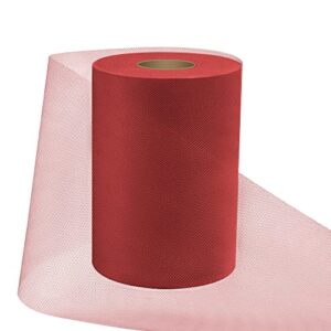 6" wide x 100 yards (300ft) tulle fabric rolls, red tulle ribbon spool fabric for diy crafts, tutu, party & wedding decoration christmas gift wrapping sewing and more (red)