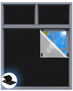 blackout curtains for bedroom, 39" x 58" portable blackout blinds with 20 sets hooks & loops strips for 100% blackout window film, temporary blackout shades for windows cover nursery travel rv- black
