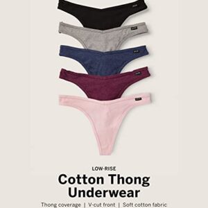 Victoria's Secret PINK Cotton Thong, 5 Pack Panties for Women (M)